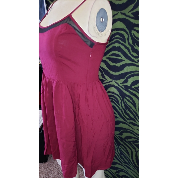 Forever 21 burgundy w/ black mesh dress - Picture 4 of 6